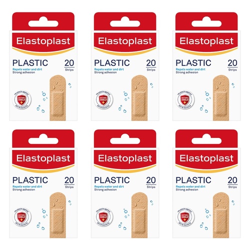 Elastoplast Plastic Strip Plasters 20 Pack Bundle of 6