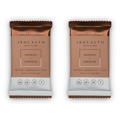 JSHealth Protein Bar Nourish + Energise Double Choc Chip 45g x 12 Bundle of 2