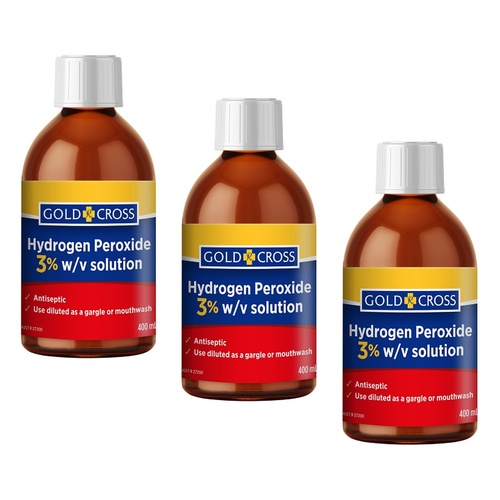 Goldx Hydrogen Peroxide 3% 400mL x 2 Bundle of 3