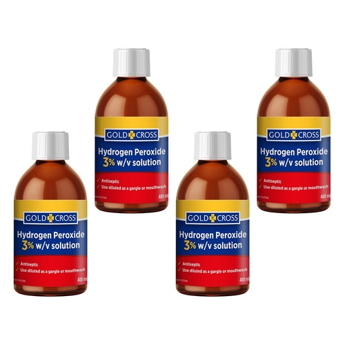 Goldx Hydrogen Peroxide 3% 400mL x 2 Bundle of 4