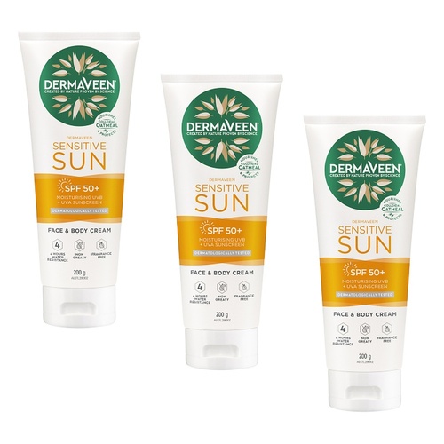 DermaVeen Daily Nourish Body Moisturiser SPF50+ 200g Pack of 3