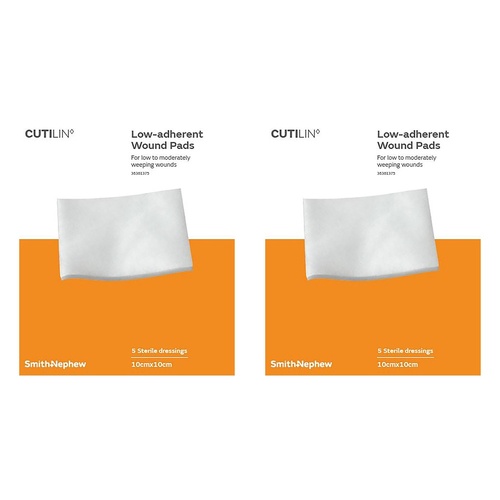 Cutilin Low-Adherent Wound Pads 10cm x 10cm 5 Pack Bundle of 2