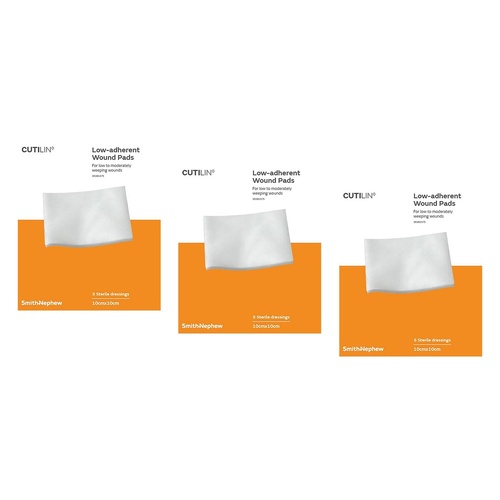 Cutilin Low-Adherent Wound Pads 10cm x 10cm 5 Pack Bundle of 3