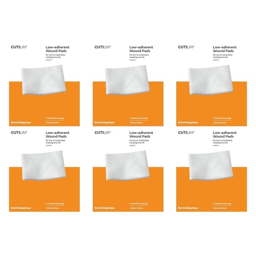 Cutilin Low-Adherent Wound Pads 10cm x 10cm 5 Pack Bundle of 6