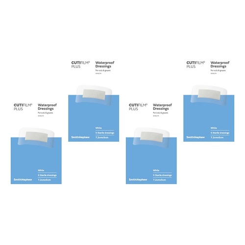 Cutifilm Waterproof Dressings 5cm x 7.2cm 5 Pack Bundle of 4