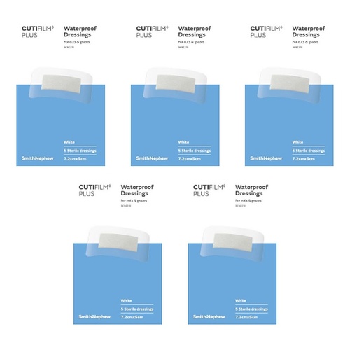 Cutifilm Waterproof Dressings 5cm x 7.2cm 5 Pack Bundle of 5