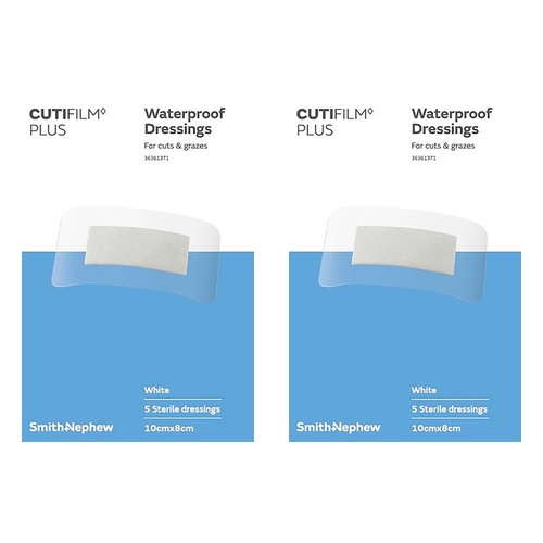 Cutifilm Plus Waterproof Dressings 8cm x 10cm 5 Pack Bundle of 2