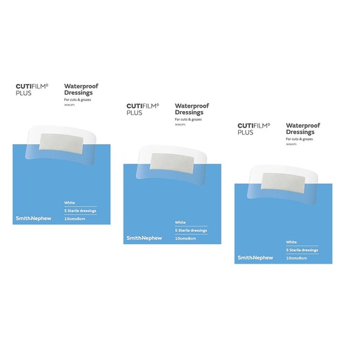 Cutifilm Plus Waterproof Dressings 8cm x 10cm 5 Pack Bundle of 3