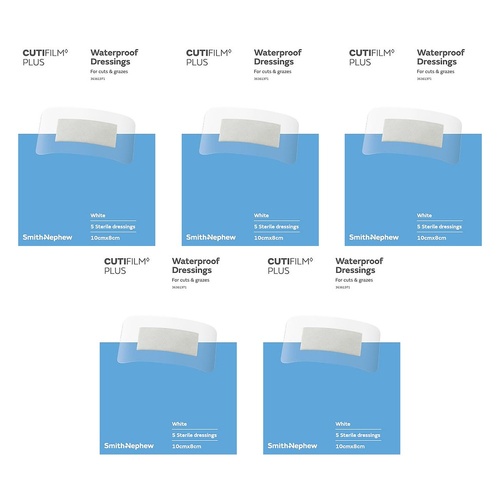 Cutifilm Plus Waterproof Dressings 8cm x 10cm 5 Pack Bundle of 5
