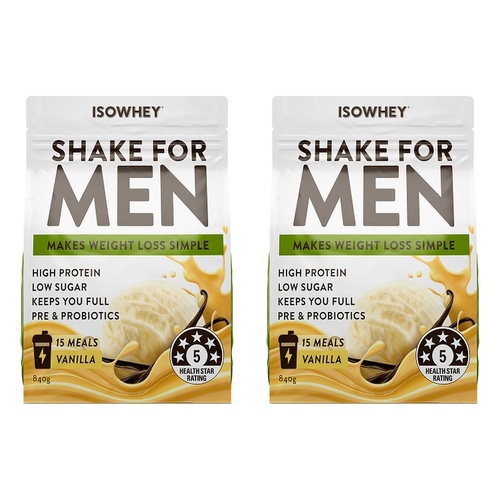 IsoWhey Men's Shake Vanilla High Protein 840g Pack of 2