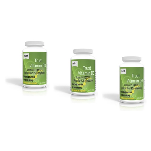 Trust Vit D3 1000IU Capsules 300 Pack Bundle of 3