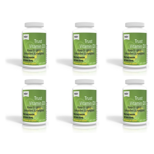 Trust Vit D3 1000IU Capsules 300 Pack Bundle of 6