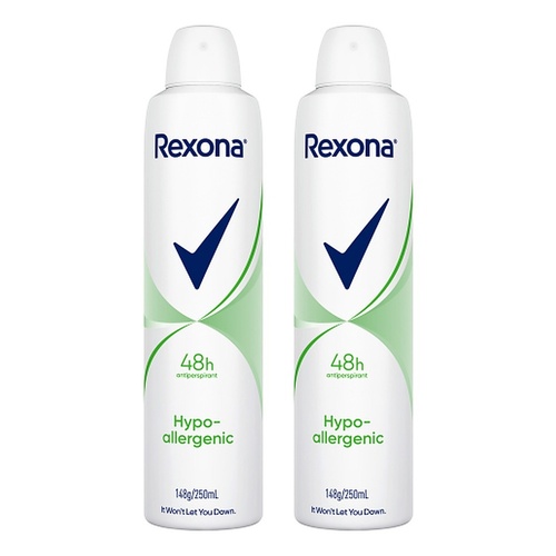 Rexona Women Antiperspirant Aerosol Deodorant Hypo-Allergenic 250mL Pack of 2