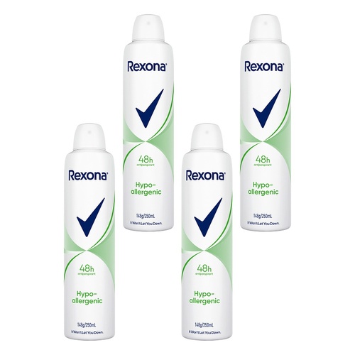 Rexona Women Antiperspirant Aerosol Deodorant Hypo-Allergenic 250mL Pack of 4
