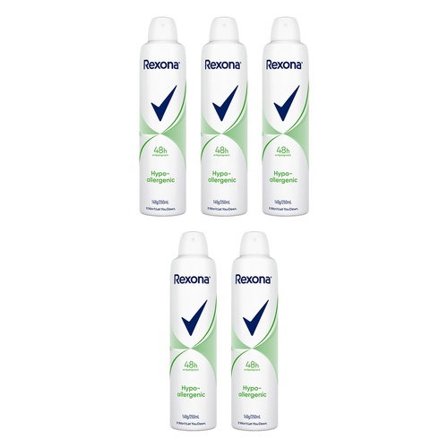 Rexona Women Antiperspirant Aerosol Deodorant Hypo-Allergenic 250mL Pack of 5
