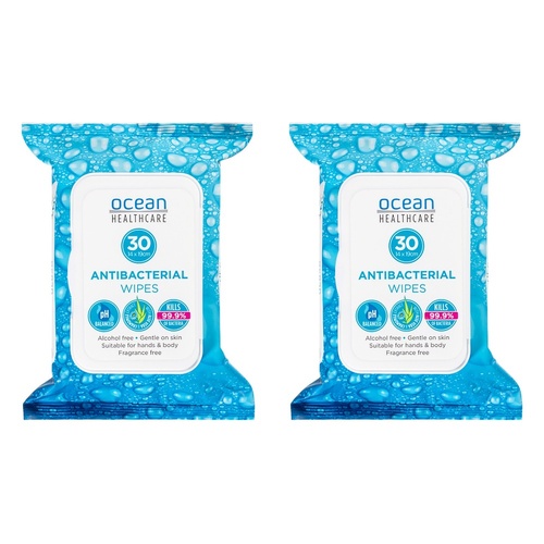 Ocean Healthcare Antibacterial Wipes 30 Pack x 6 Bundle of 2