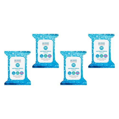 Ocean Healthcare Antibacterial Wipes 30 Pack x 6 Bundle of 4