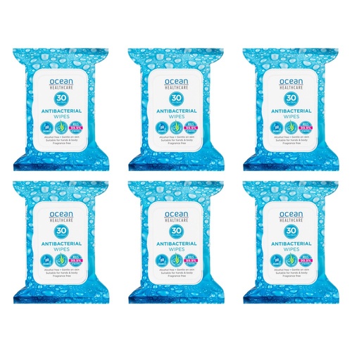Ocean Healthcare Antibacterial Wipes 30 Pack x 6 Bundle of 6