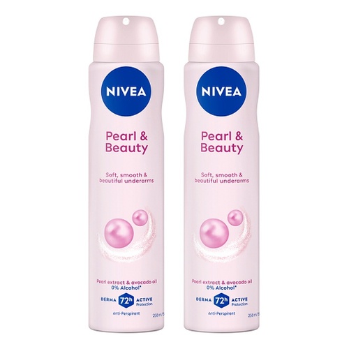 NIVEA Pearl & Beauty 72H Anti-Perspirant 250mL Pack of 2