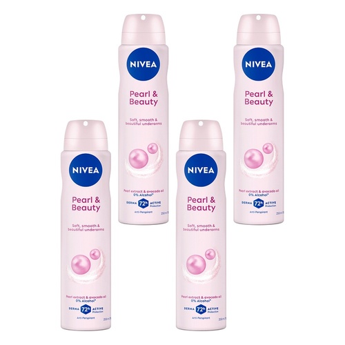 NIVEA Pearl & Beauty 72H Anti-Perspirant 250mL Pack of 4