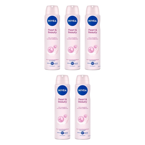 NIVEA Pearl & Beauty 72H Anti-Perspirant 250mL Pack of 5