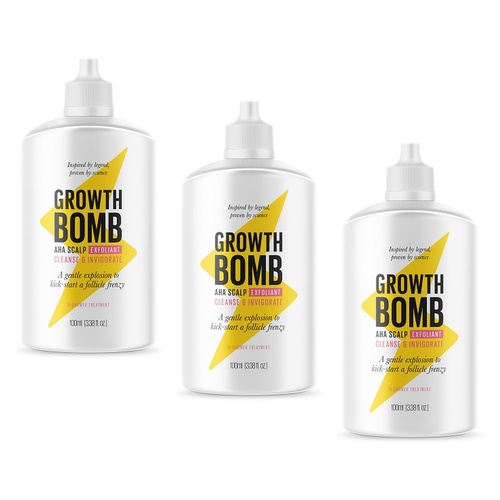 Growth Bomb AHA Scalp Exfoliant 100mL Pack of 3