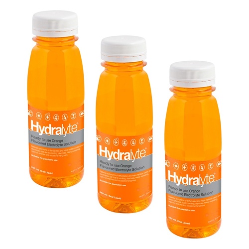Hydralyte Electrolyte Solution Orange Flavoured 250mL Pack of 3