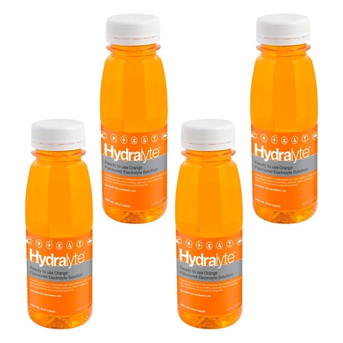 Hydralyte Electrolyte Solution Orange Flavoured 250mL Pack of 4