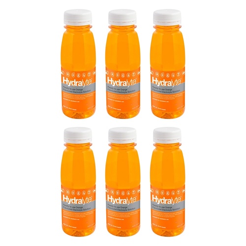 Hydralyte Electrolyte Solution Orange Flavoured 250mL Pack of 6