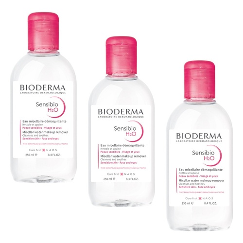 Bioderma Sensibio H2O Soothing Micellar Water Cleanser 250mL Pack of 3
