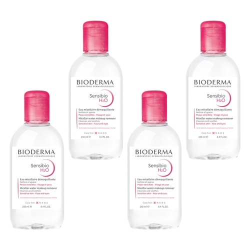 Bioderma Sensibio H2O Soothing Micellar Water Cleanser 250mL Pack of 4
