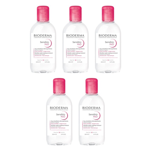 Bioderma Sensibio H2O Soothing Micellar Water Cleanser 250mL Pack of 5