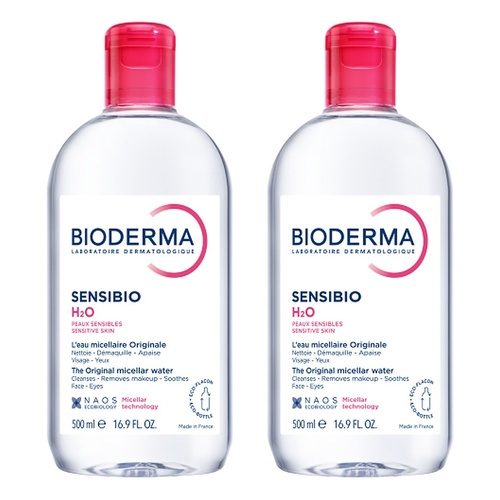 Bioderma Sensibio H2O Soothing Micellar Water Cleanser 500mL Pack of 2