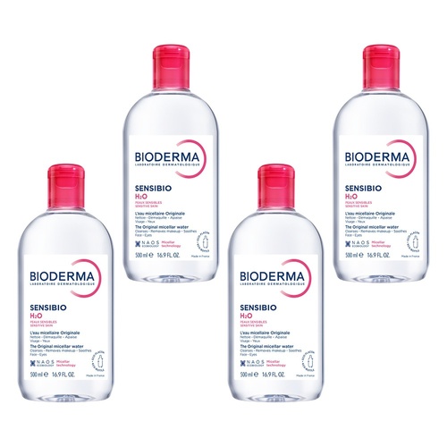 Bioderma Sensibio H2O Soothing Micellar Water Cleanser 500mL Pack of 4