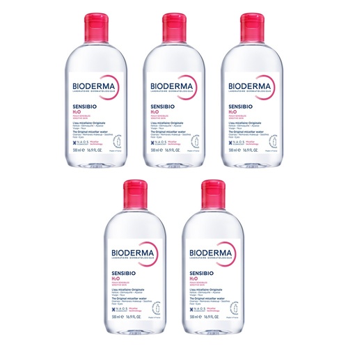 Bioderma Sensibio H2O Soothing Micellar Water Cleanser 500mL Pack of 5