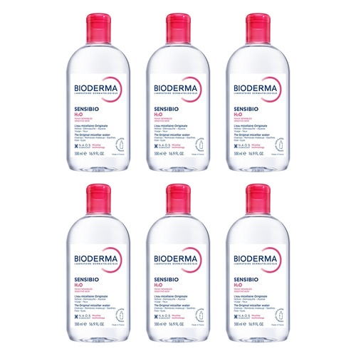 Bioderma Sensibio H2O Soothing Micellar Water Cleanser 500mL Pack of 6