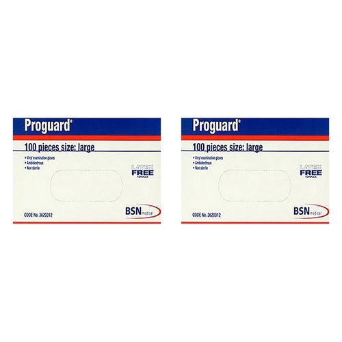 Proguard Vinyl Examination Gloves Large 100 Pack Bundle of 2