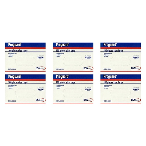 Proguard Vinyl Examination Gloves Large 100 Pack Bundle of 6