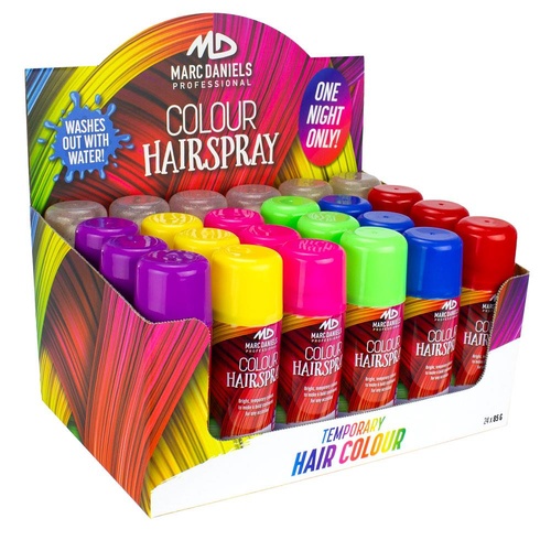 Marc Daniels Colour Hairspray 85g Assorted Colours Display of 24