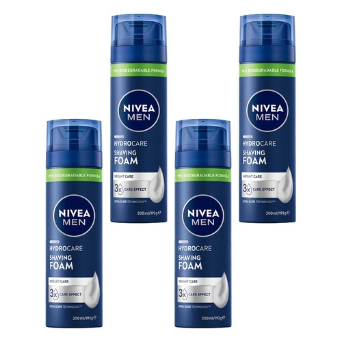 NIVEA Men Protect & Care Shaving Foam 200mL Pack of 4