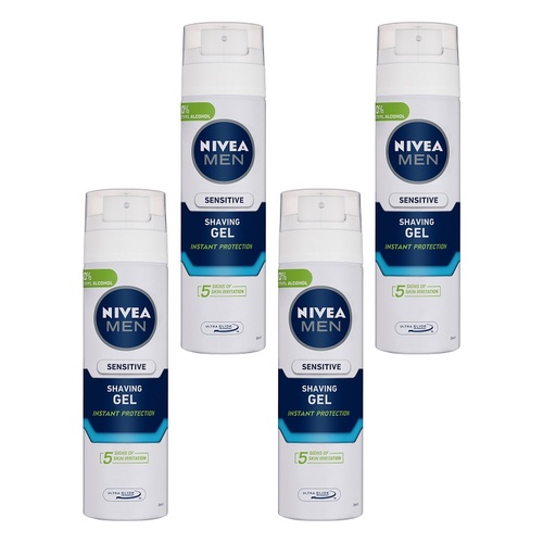 NIVEA Men Sensitive Shaving Gel 200mL Pack of 4