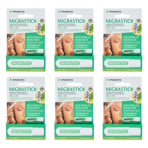 Migrastick Migraine & Headache Relief Roll-On 3mL Pack of 6