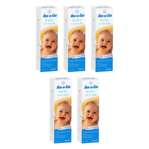 Amolin Baby Nappy Rash Cream 100g Pack of 5