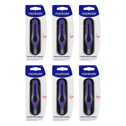 Manicare Precise Grip Tweezers, Purple x 3 Bundle of 6