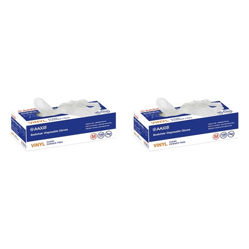 Bodichek Gloves Disposable Vinyl Powder Free Medium 100 Each Pack of 2