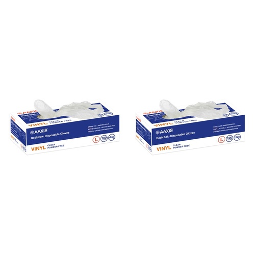 Bodichek Gloves Disposable Vinyl Powder Free Large 100 Each Pack of 2