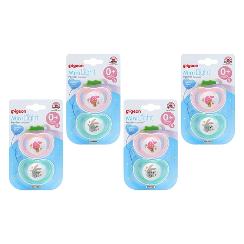 Pigeon Minilight Pacifier Small 2 Pack Bundle of 4