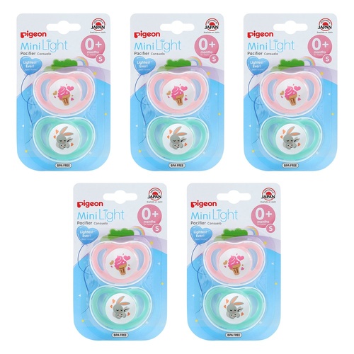 Pigeon Minilight Pacifier Small 2 Pack Bundle of 5