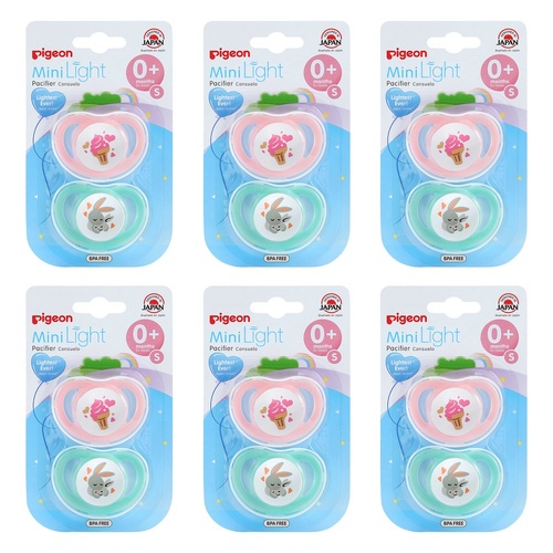 Pigeon Minilight Pacifier Small 2 Pack Bundle of 6