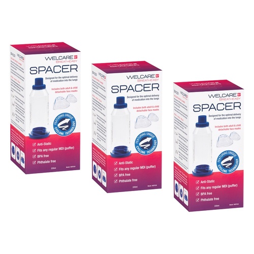 Welcare Breatheasy Spacer 220mL Pack of 3